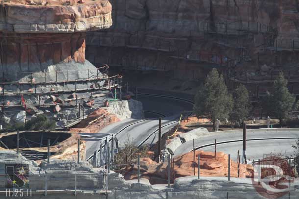 The tire marks on the tracks are much more obvious now as they have been cycling the attraction.