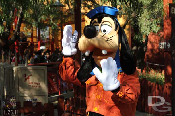 Goofy out near his Sky School for pictures