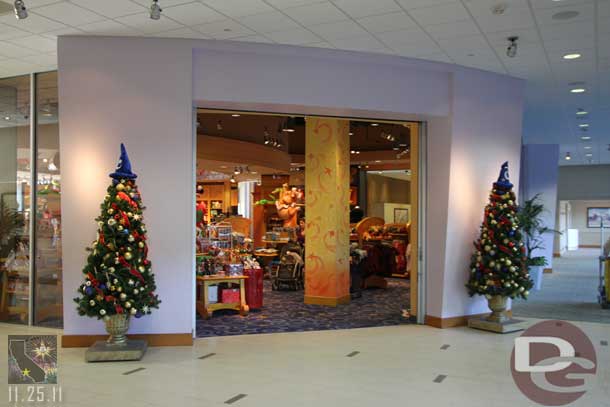 No signage but Fantasia inspired Christmas trees.