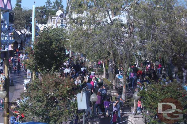 The line for Small World wrapped around the terraced area.