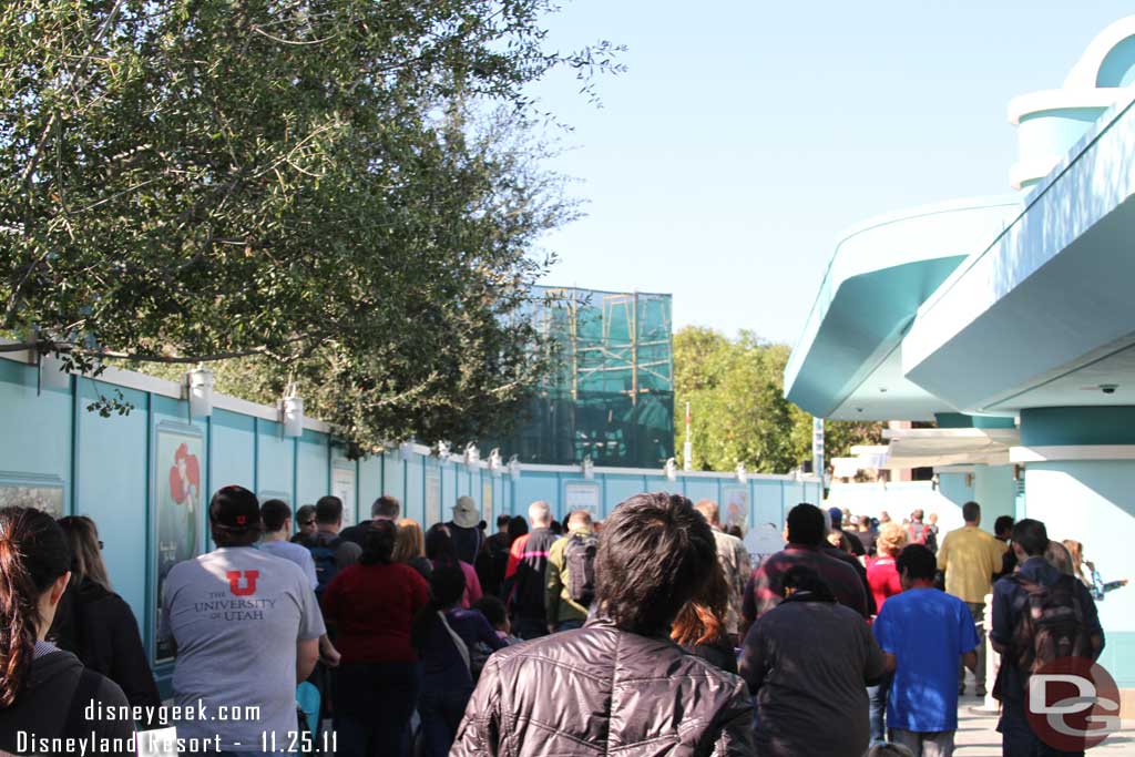 Heading into DCA.  The walls were pushed back slightly to give more room as you enter.  It is now straight all the way across right up to the new trees.