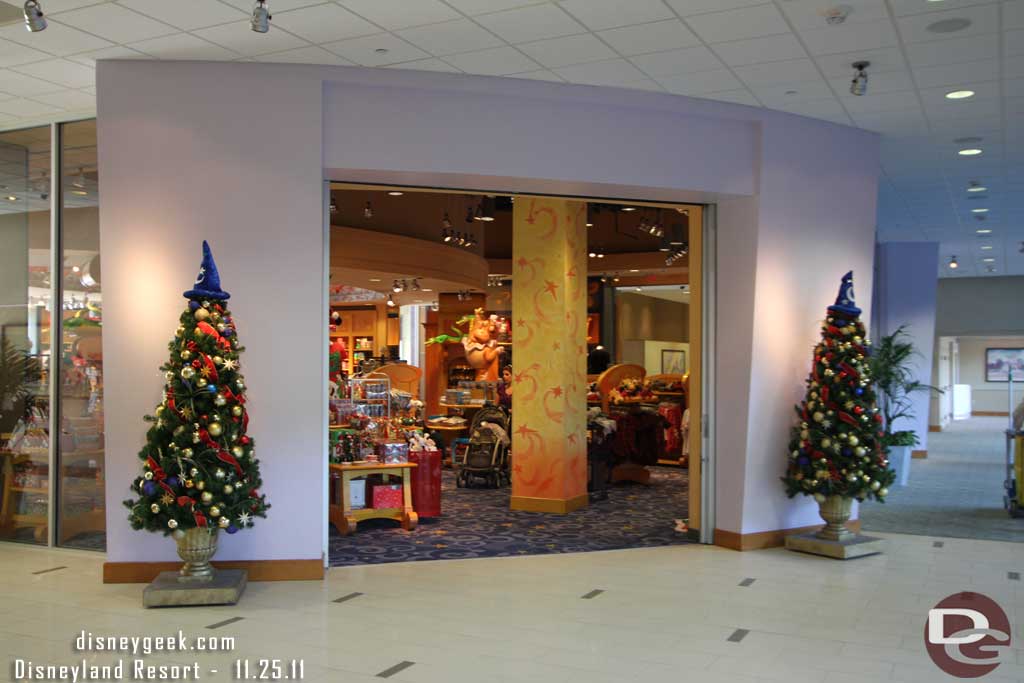 No signage but Fantasia inspired Christmas trees.