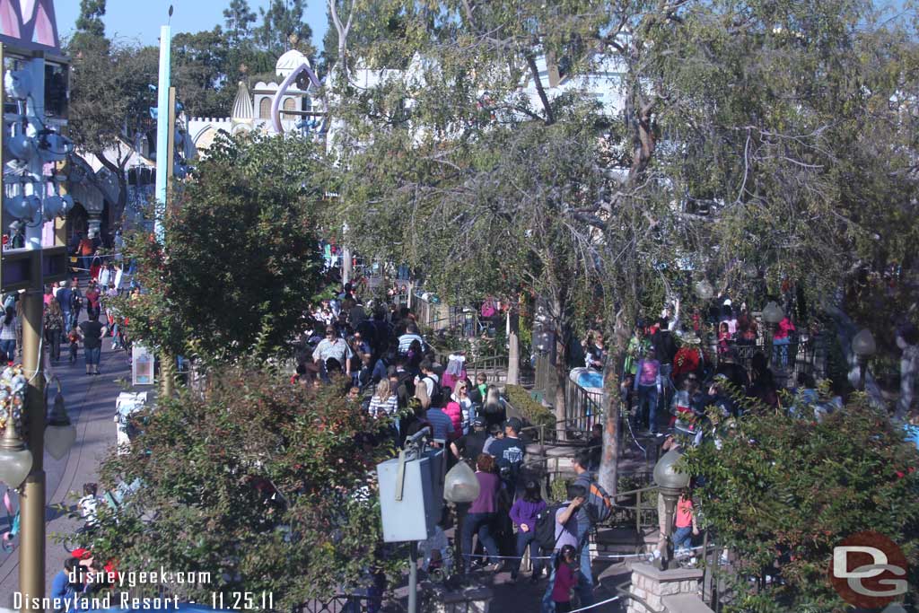 The line for Small World wrapped around the terraced area.