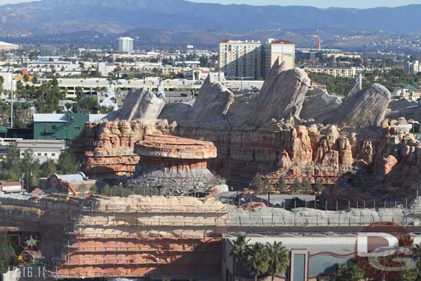 A wider shot of the Radiator Springs Racers area.. wow is it impressive!