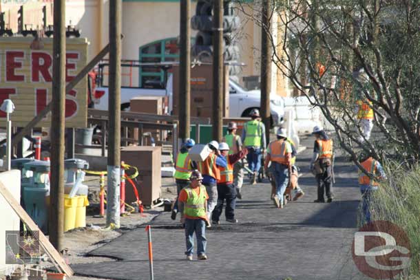 Looked to be quitting time.  All the construction workers were on the move.