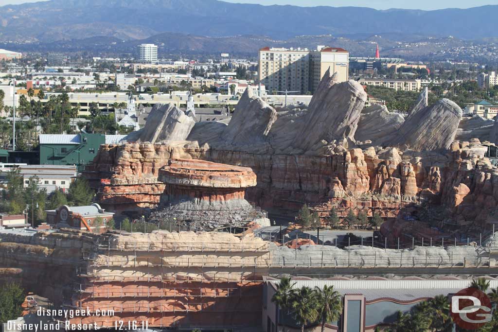 A wider shot of the Radiator Springs Racers area.. wow is it impressive!