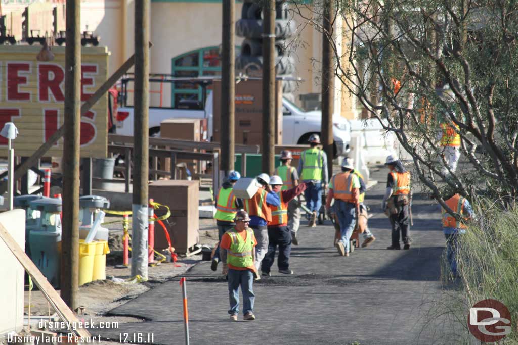 Looked to be quitting time.  All the construction workers were on the move.