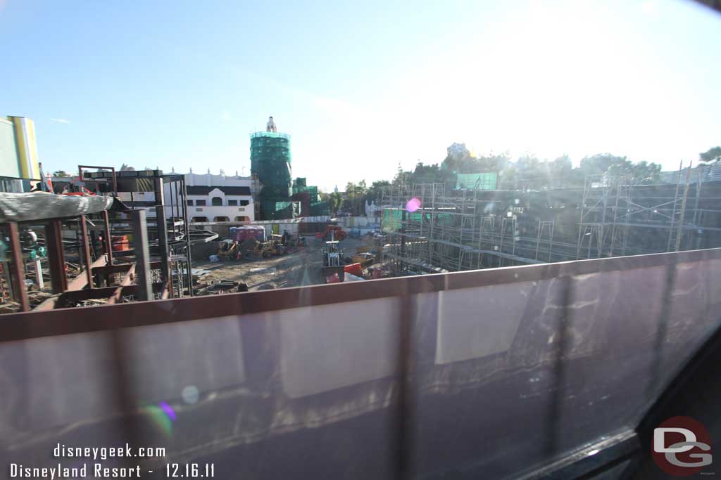 Some shots from the Monorail.  Thanks to the windows being up and the sun they are not the best but you can get a quick glimpse of the state of things.