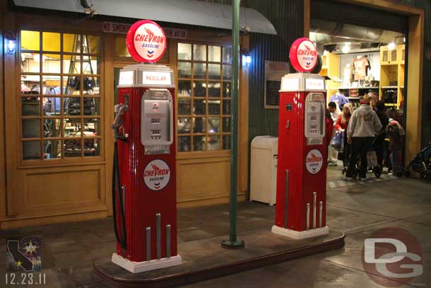 Back to DCA..  the new gas pumps in Condor Flats after dark.