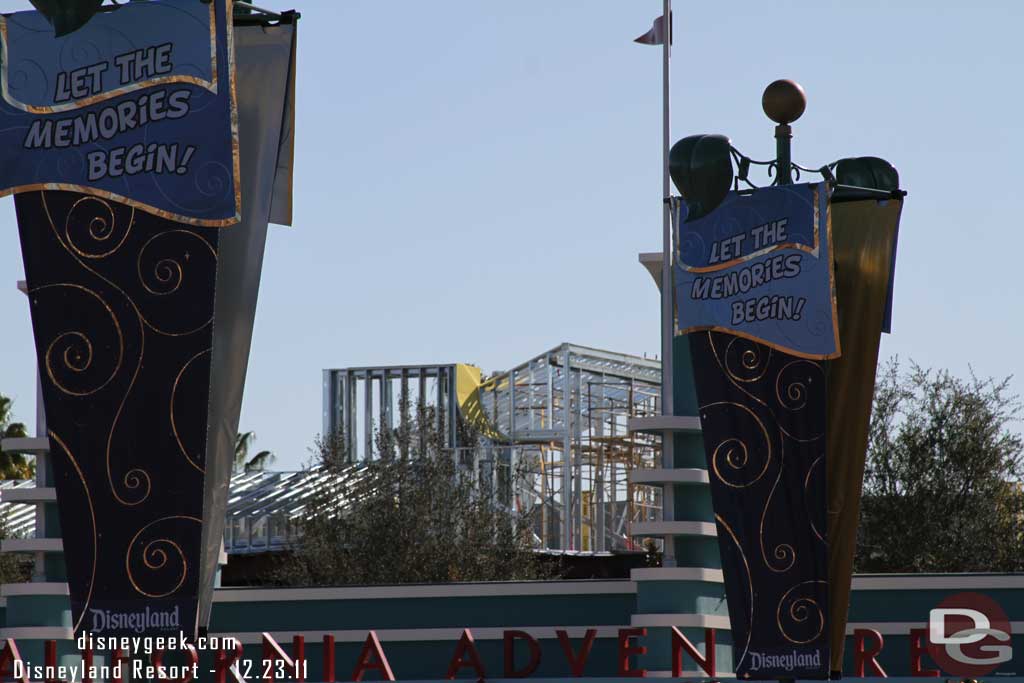 Next up DCA.  Buena Vista Street is moving along with a lot of visible progress.  The framing of the facades is moving quickly.