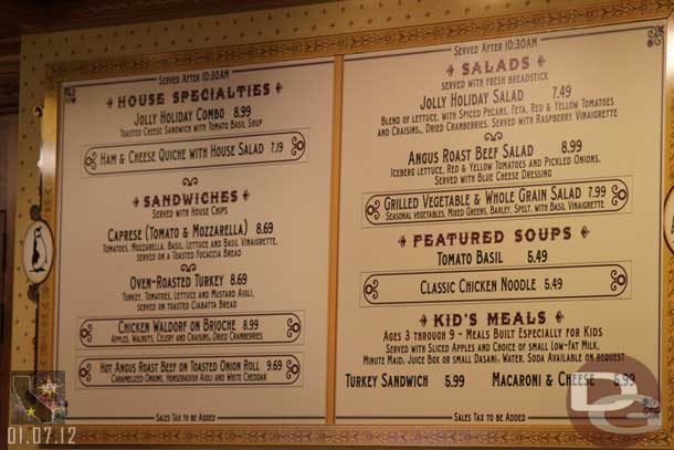 A look at the menu.