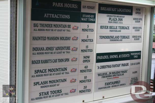 Wait times around 9:10am