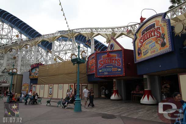 So far the clown and awnings have been removed.