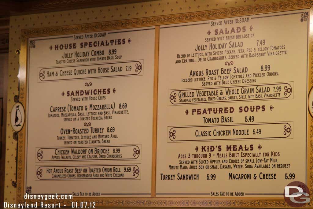 A look at the menu.