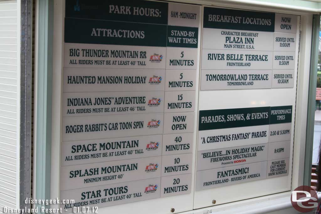 Wait times around 9:10am