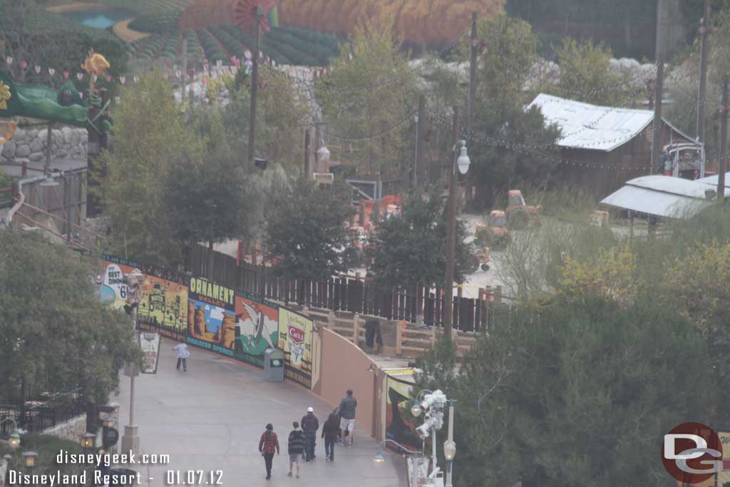 With the Cars Meet and Greet gone you get a clear shot into Maters.  Looks like the interior fence is done and the perimeter one is taking shape.