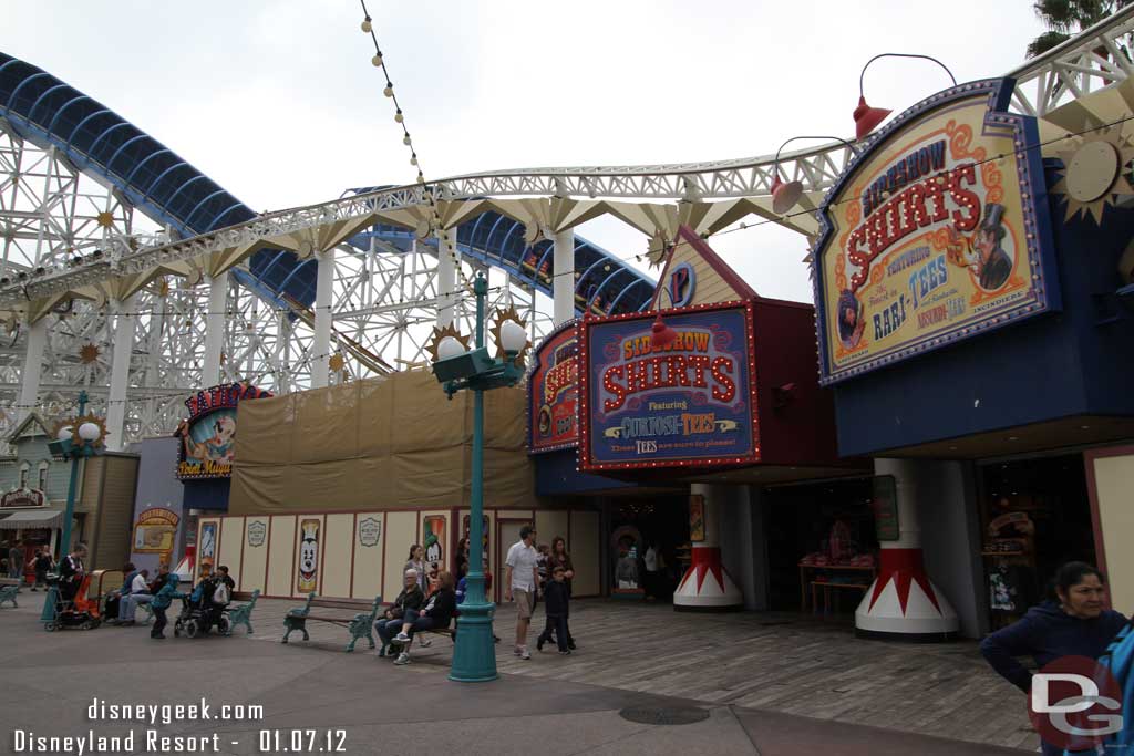 So far the clown and awnings have been removed.