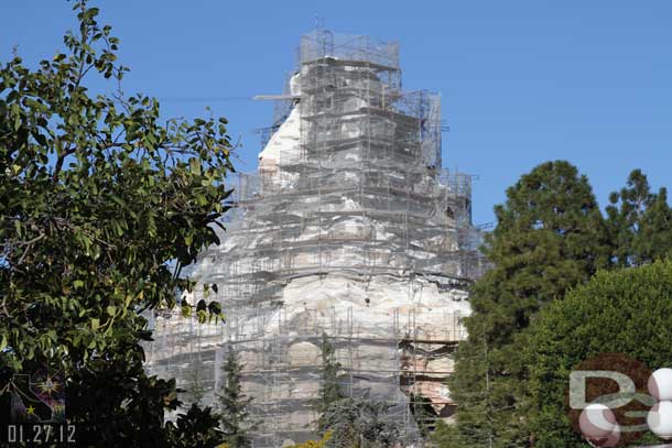 More scaffolding and some mesh/tarps up on the Matterhorn as its renovation project moves along.
