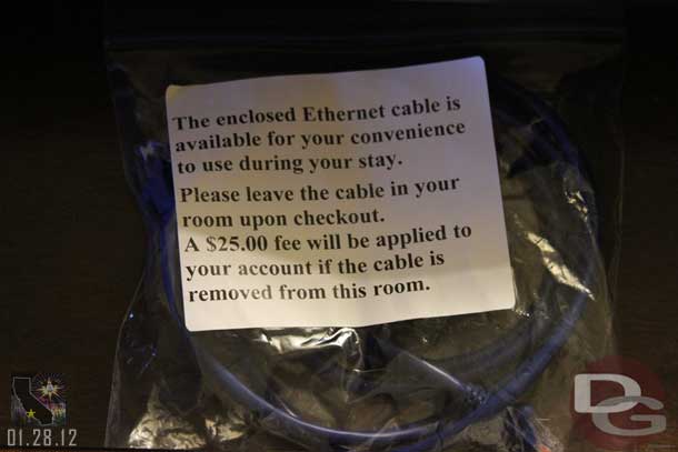 In the desk drawer found this... wow that is an expensive ethernet cable!  