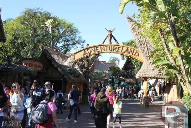 As I mentioned yesterday the scaffolding around the Adventureland entrance is gone.