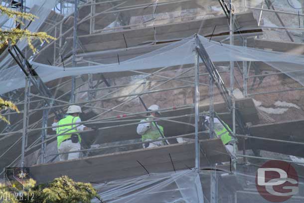 A better shot of some of the workers. This group appeared to be cleaning the mountain.