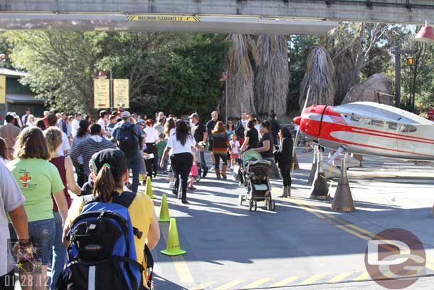 As we headed into DCA only half the walkway was open and you could not go get a World of Color Fastpass early.  There was some sort of Run Disney event going on.  Think it was a childrens event.