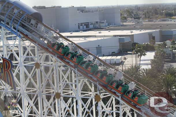 Screamin came to a halt, you may have heard the announcement in one of the video clips of Maters testing.  They had to evacuate the guests.  It was running again later in the day.