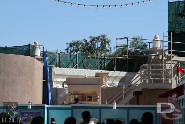 The backside of the facade work over the restroom/locker building on Buena Vista Street.