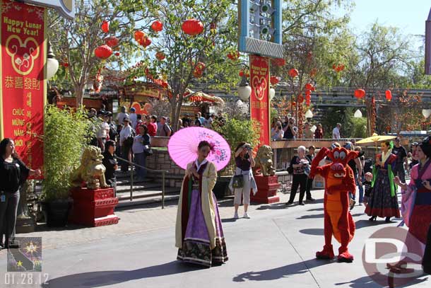 Mulan and Mushu heading in for a break.