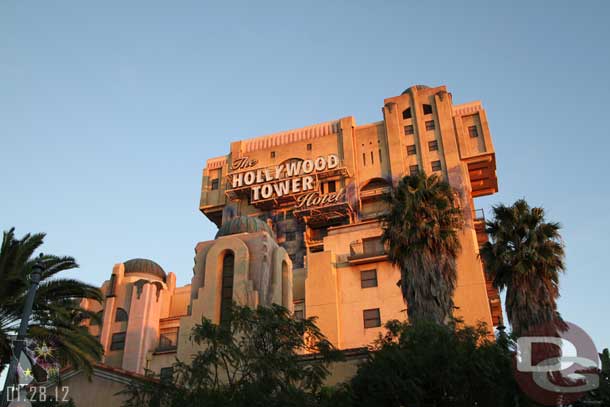 The setting sun and perfect sky made for a great combination to highlight Tower of Terror.