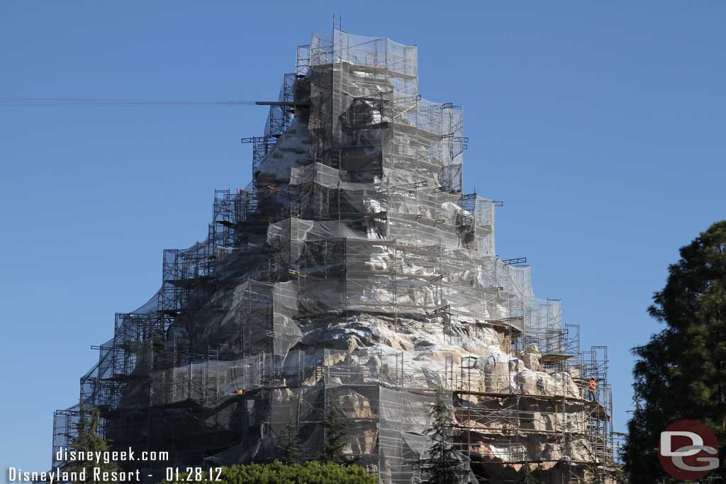 Workers up on the Matterhorn this morning.