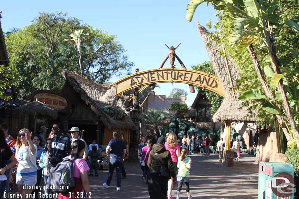 As I mentioned yesterday the scaffolding around the Adventureland entrance is gone.