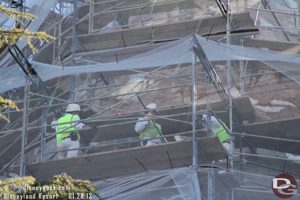 A better shot of some of the workers. This group appeared to be cleaning the mountain.