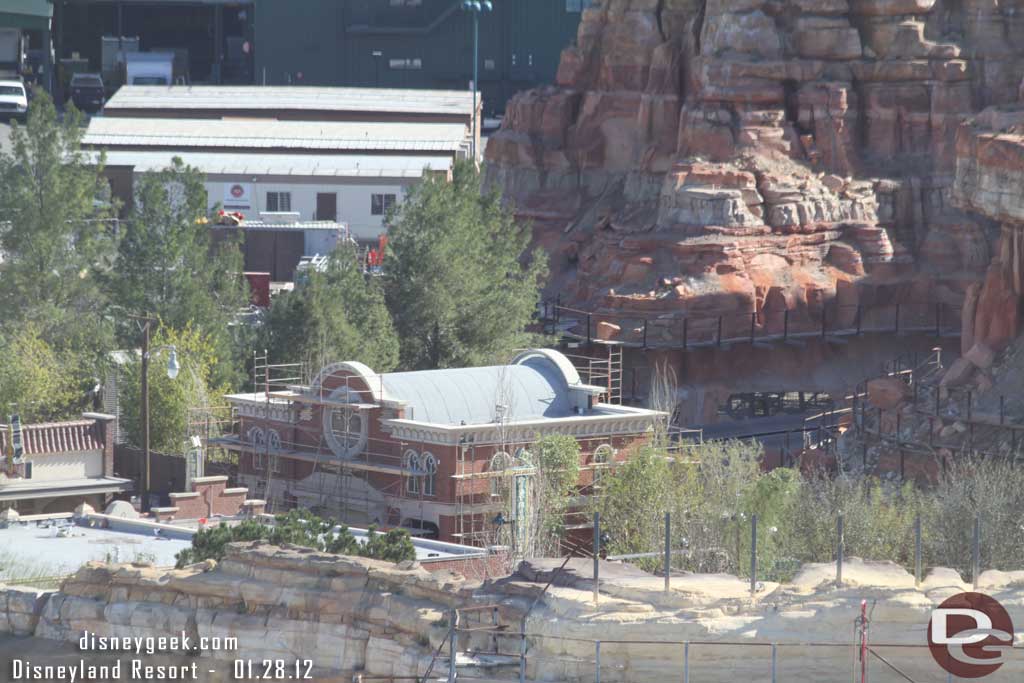 Only one more level of scaffolding on the far rock face.  But the hole along the track is still open.