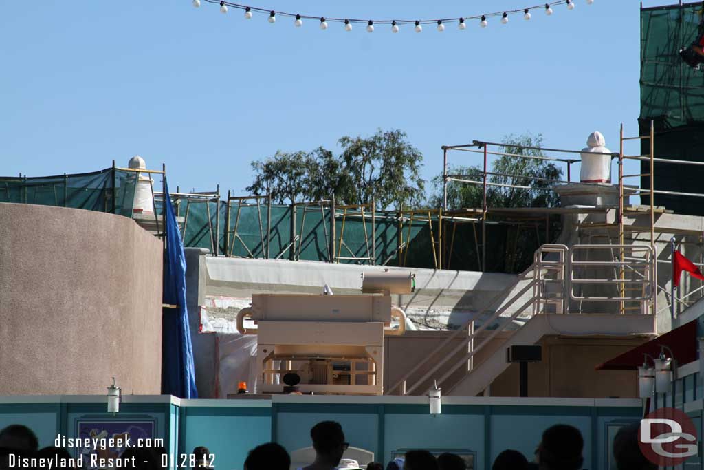 The backside of the facade work over the restroom/locker building on Buena Vista Street.