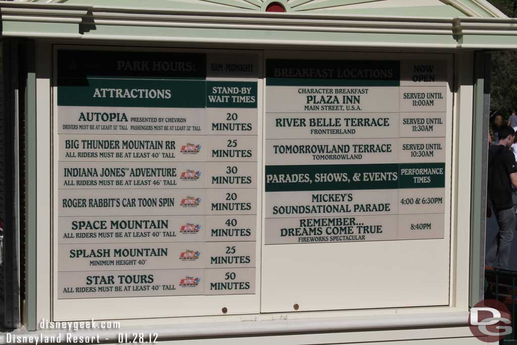 Wait times around 11:30am