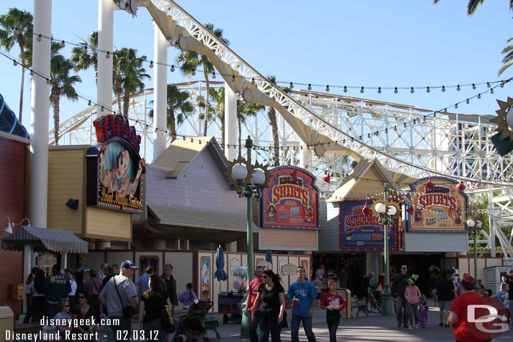 The facade work on the shops is moving along.  What a difference.