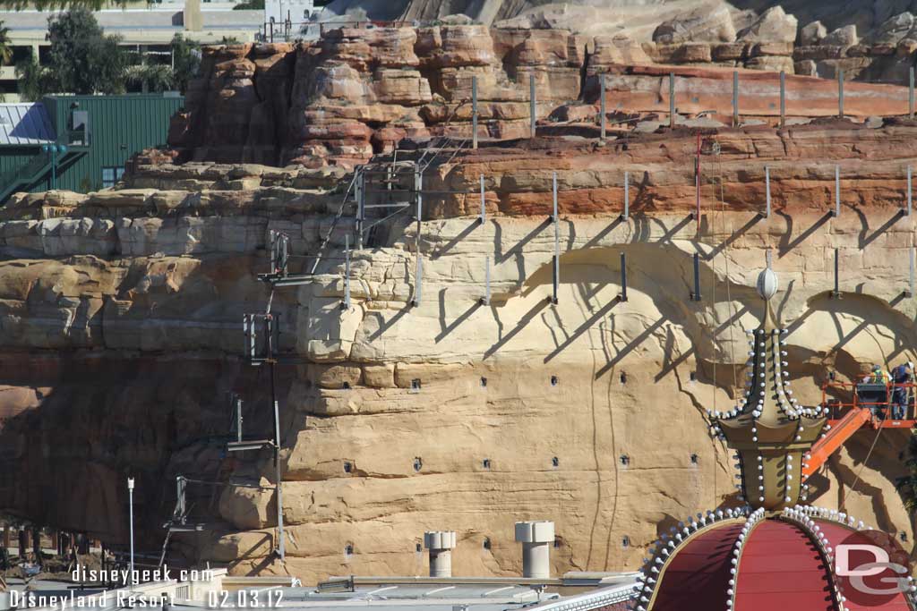 The toothpicks are being removed on the rock face.