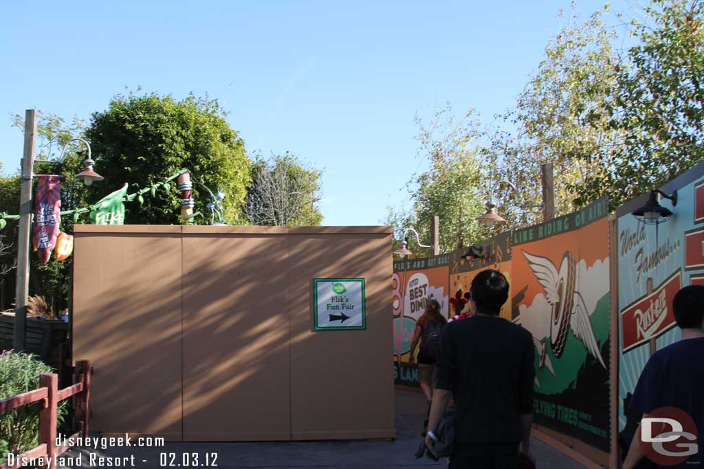 Walls in Bugs Land.  Appeared to be around the water fountain area.  This made a narrow walkway even narrower.