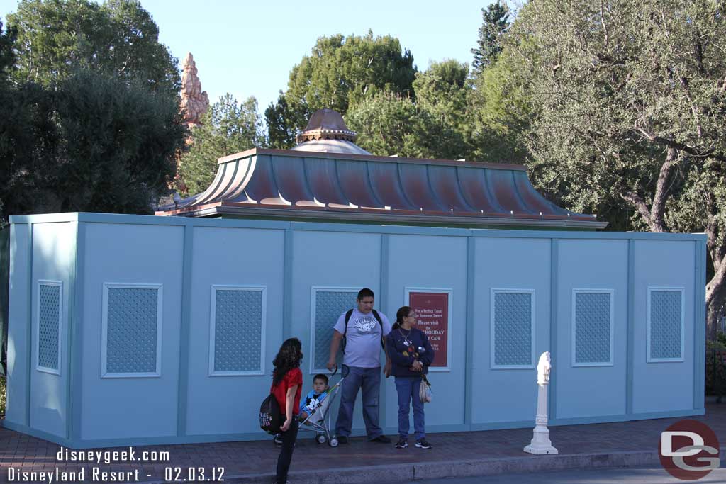 The coffee cart is behind walls.