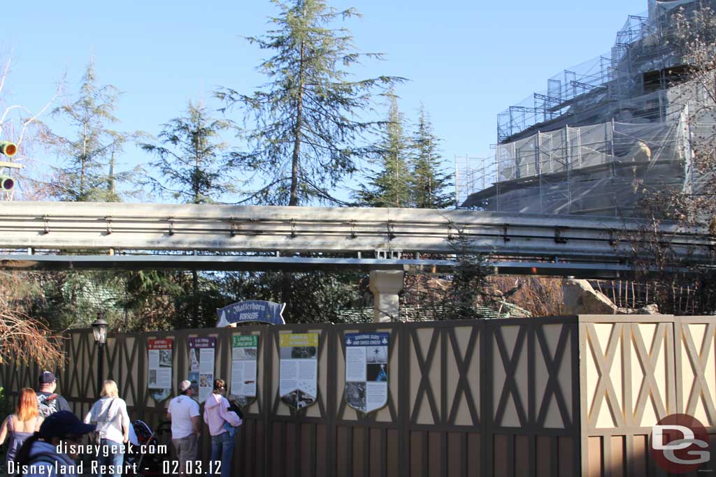 Some signs have gone up on the Matterhorn construction walls.