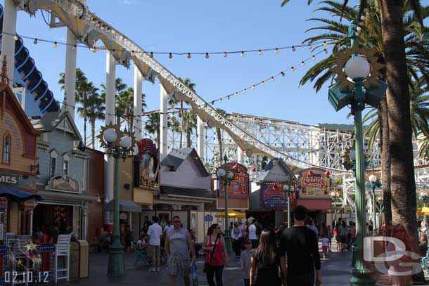 Work on the facades of the Midway Shops continues.