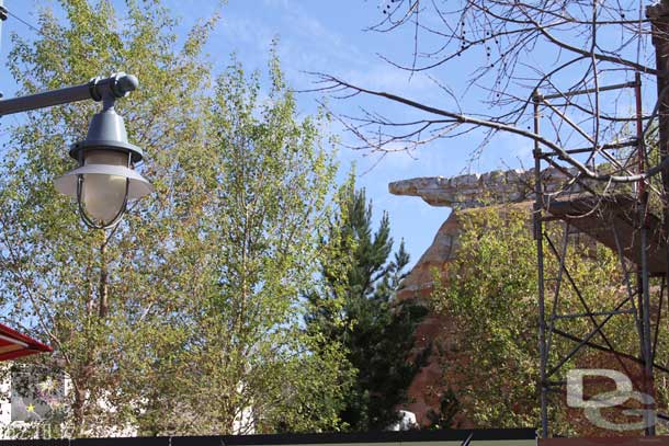 There were quite a few trees in the way when looking from the Wharf to Cars Land.  Assuming they are staged there for installation along the walkway.  I would venture to guess that is not their permanent location right in the middle of the walkway.