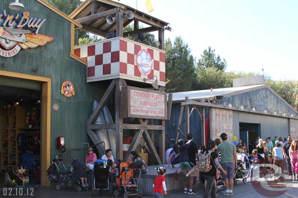 There is now a stage set up in Condor Flats.  It is for the Minnie Fly Girls show that premieres next week.  But today was popular as a shady spot to sit.