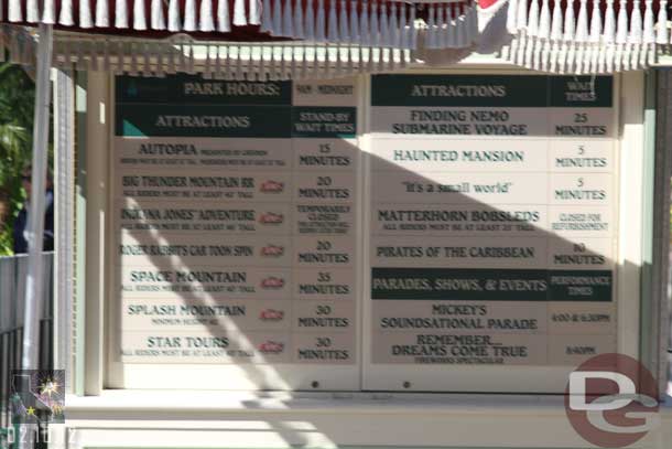 The wait times around 2:10pm (guess I was still walking when I took this)
