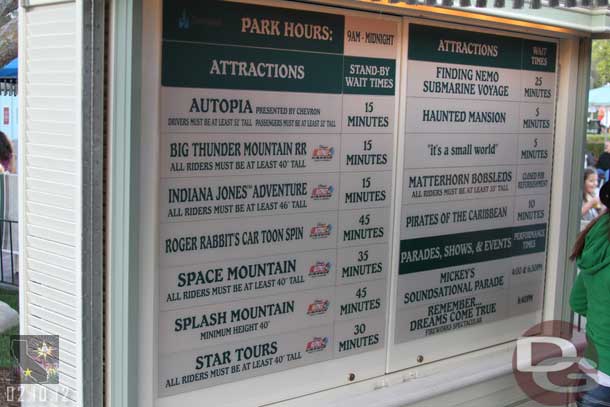 The wait times at 4:50pm