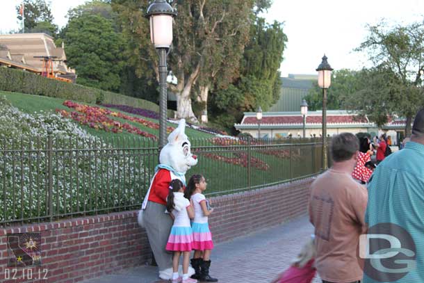 The White Rabbit, Minnie and Mickey out for pictures.