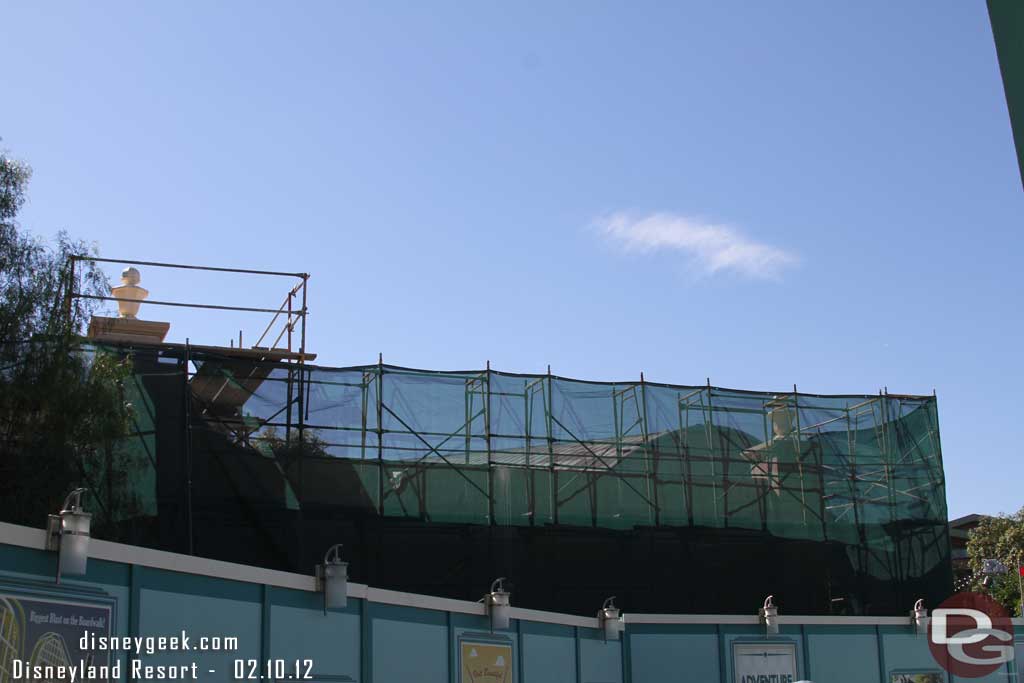 Behind the mesh on the west side of the street they were painting the facade of the restroom/locker building.