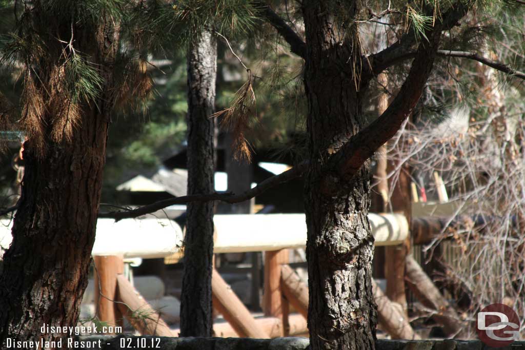 The wood railings along the walkway are being rebuilt.