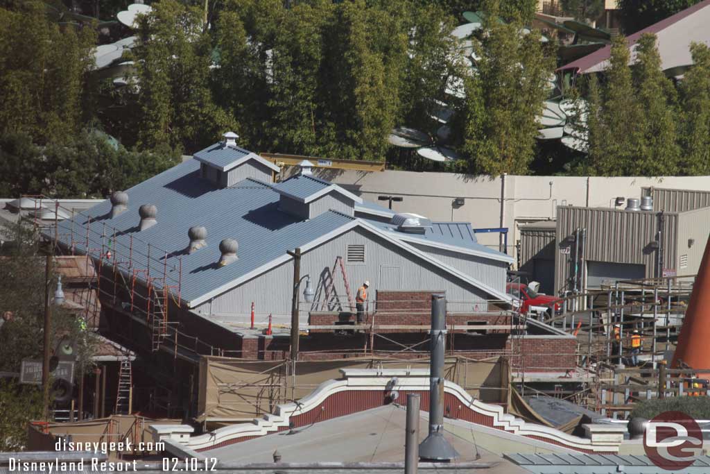 The new facade on this old building is moving along.